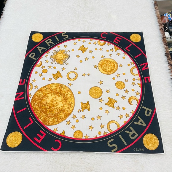 CELINE Paris Square Multicolor Bandanna/Scarf Size 21” x 21”. - Picture 11 of 12